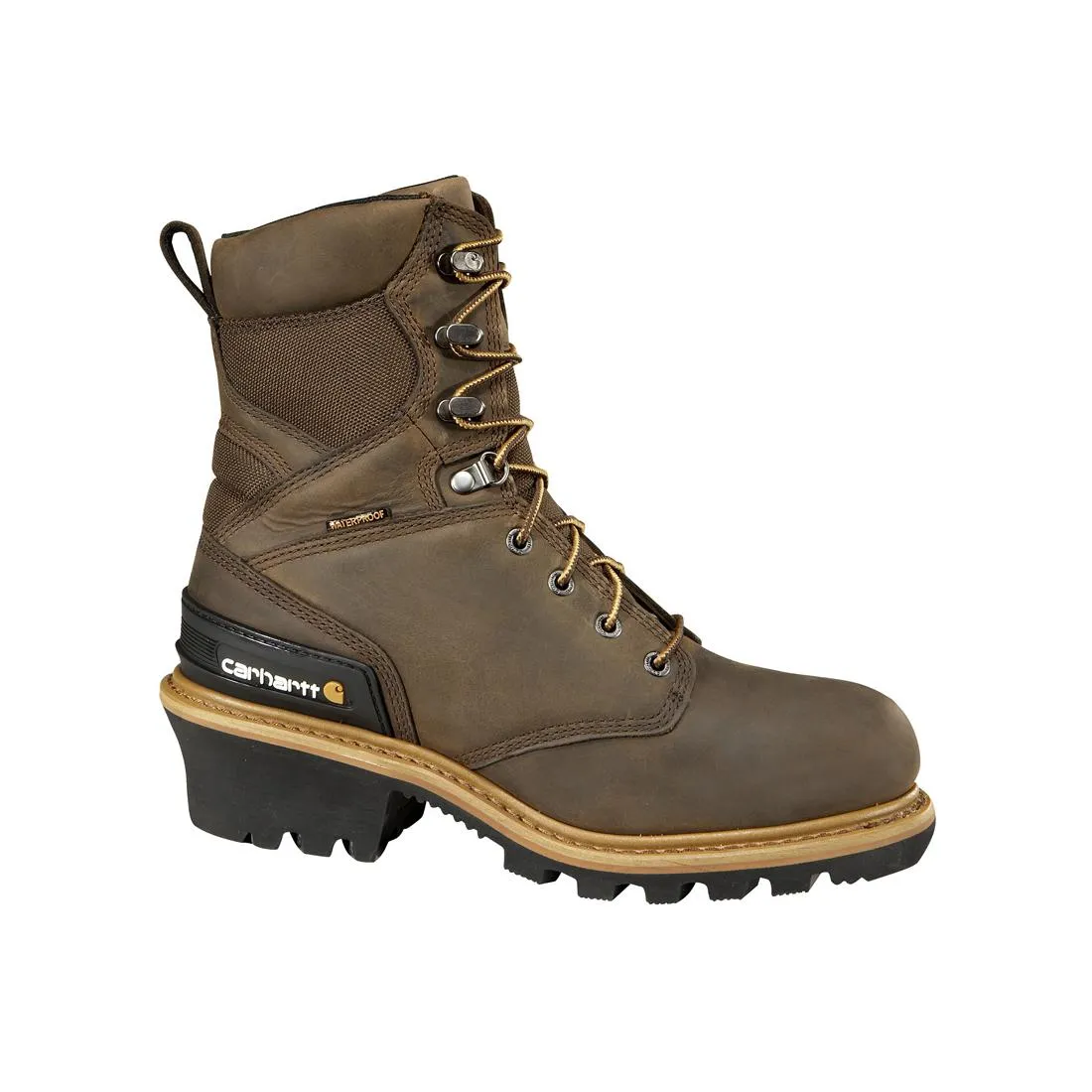 8" Waterproof Insulated Climbing Logger Composite Toe Work Boot Brown