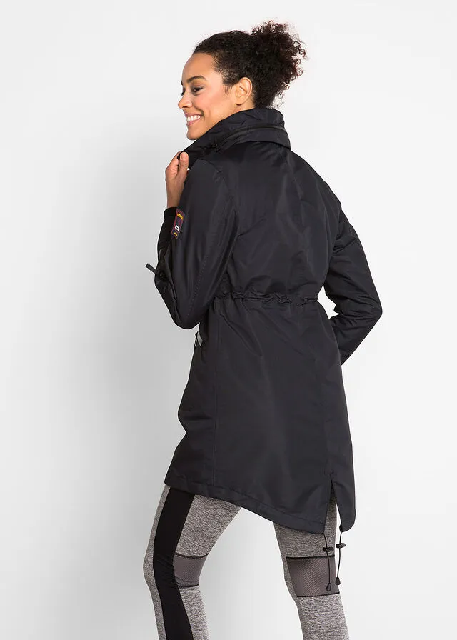Abrigo funcional de entretiempo con capucha, aspecto 2 en 1, impermeable Negro
