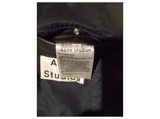 ACNE STUDIOS NEIL TAPED BLACK LEATHER BIKER JACKET SS14ACNE STUDIOS NEIL TAPED CHAQUETA DE CUERO NEGRA DE MONTAR SS14 NEGRO 
