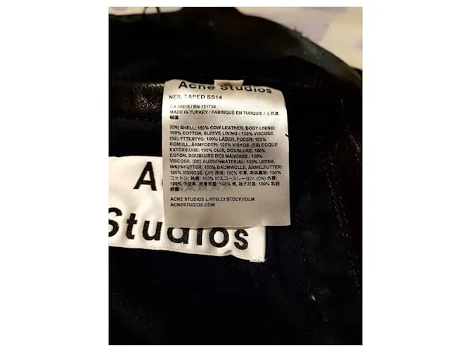 ACNE STUDIOS NEIL TAPED BLACK LEATHER BIKER JACKET SS14ACNE STUDIOS NEIL TAPED CHAQUETA DE CUERO NEGRA DE MONTAR SS14 NEGRO 