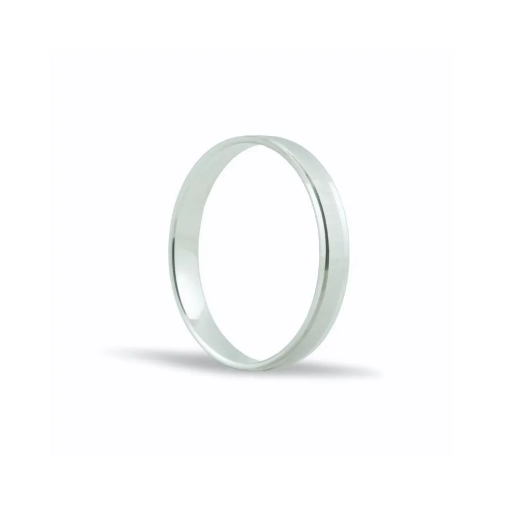 Alianza de oro blanco 18k de 3,5 mm mate con bordes rebajados
