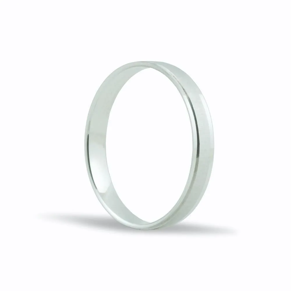 Alianza de oro blanco 18k de 3,5 mm mate con bordes rebajados