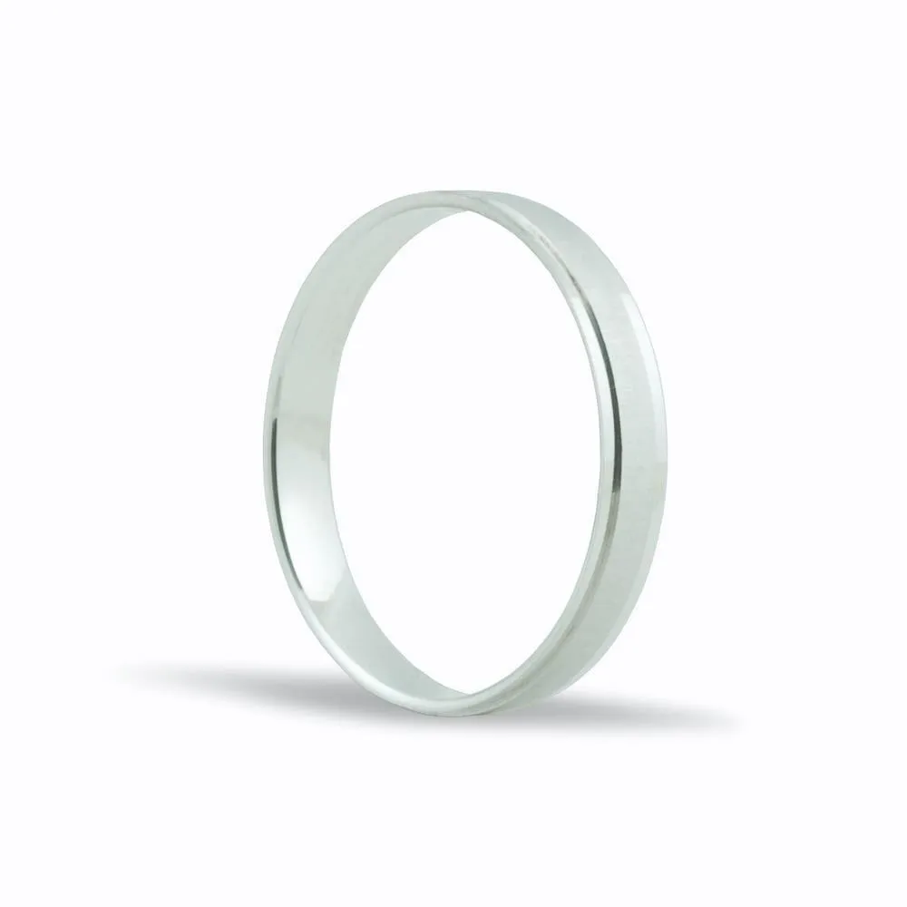 Alianza de oro blanco 18k de 3,5 mm mate con bordes rebajados