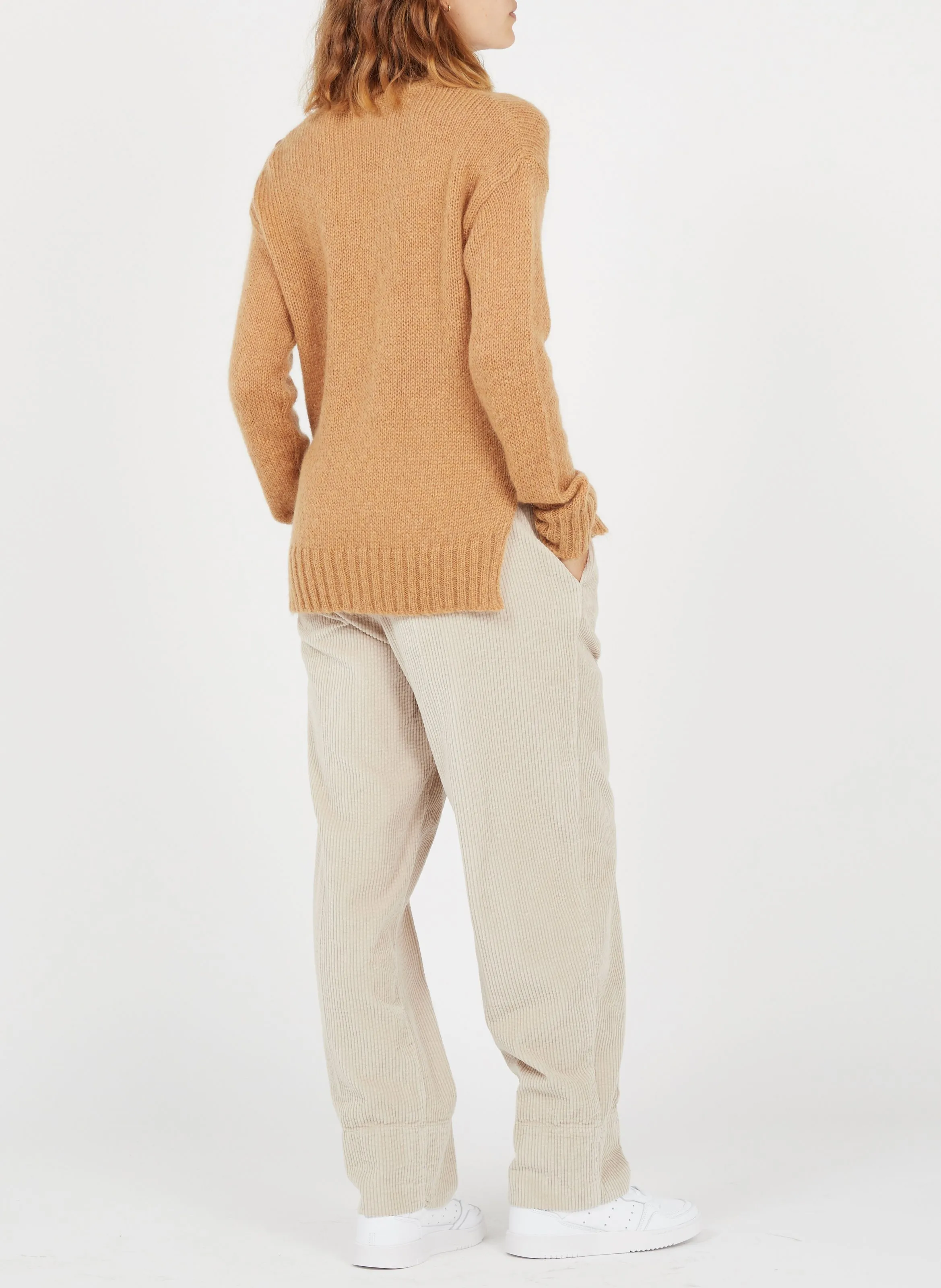 AMERICAN VINTAGE PADOW  PANTALóN ANCHO DE PANA DE TALLE ALTO EN BEIGE