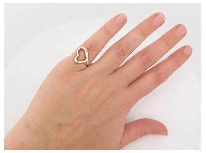 Anillo Tiffany & Co Open Heart PM de Elsa Peretti T46 Plata 925 Caja 