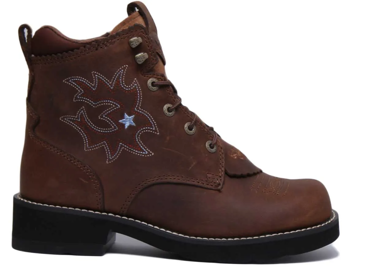 Ariat Probaby Lacer Botas de cuero de grano completo con cordones para mujer en marrón