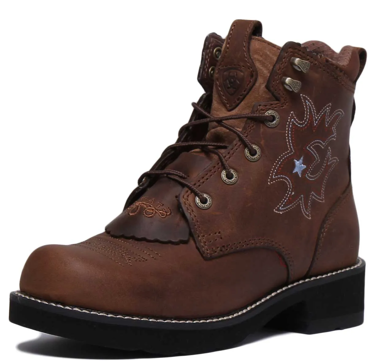 Ariat Probaby Lacer Botas de cuero de grano completo con cordones para mujer en marrón