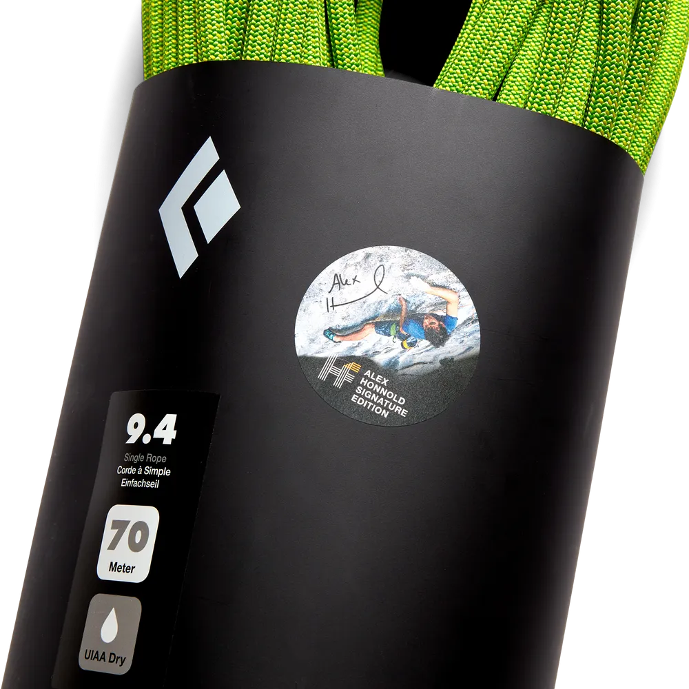 BD 9.4 mm X 70 mts DRY CLIMBING ROPE EDITION ALEX HONNOLD GREEN/YELLOW
