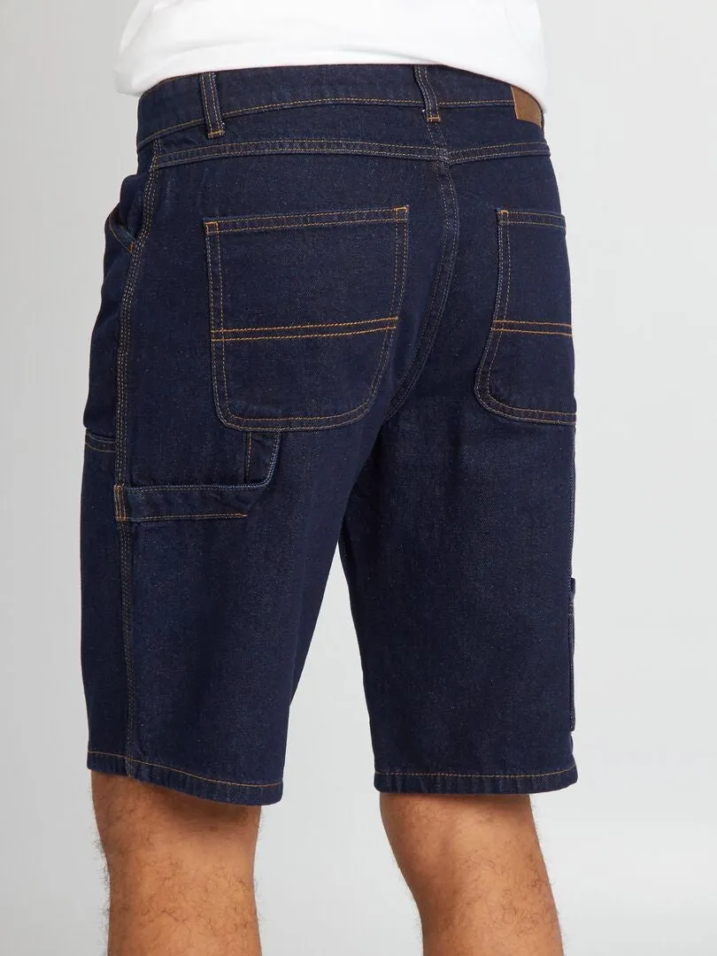 BERMUDAS CON PESPUNTES VISIBLES  AZUL