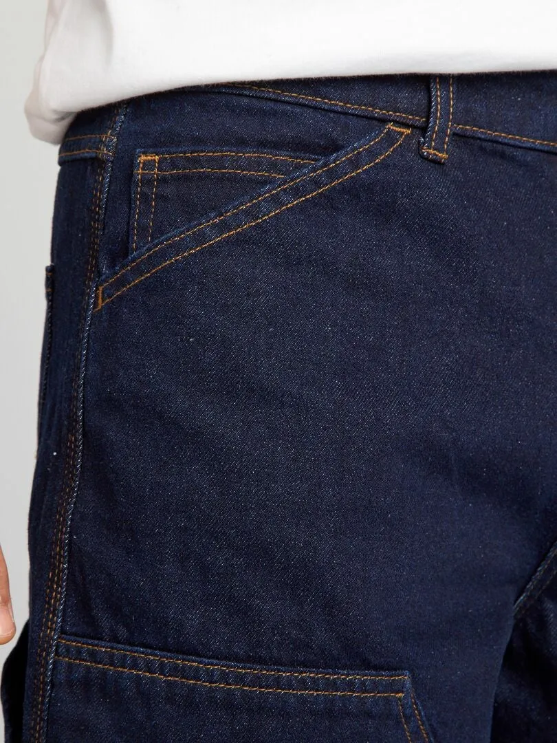 BERMUDAS CON PESPUNTES VISIBLES  AZUL