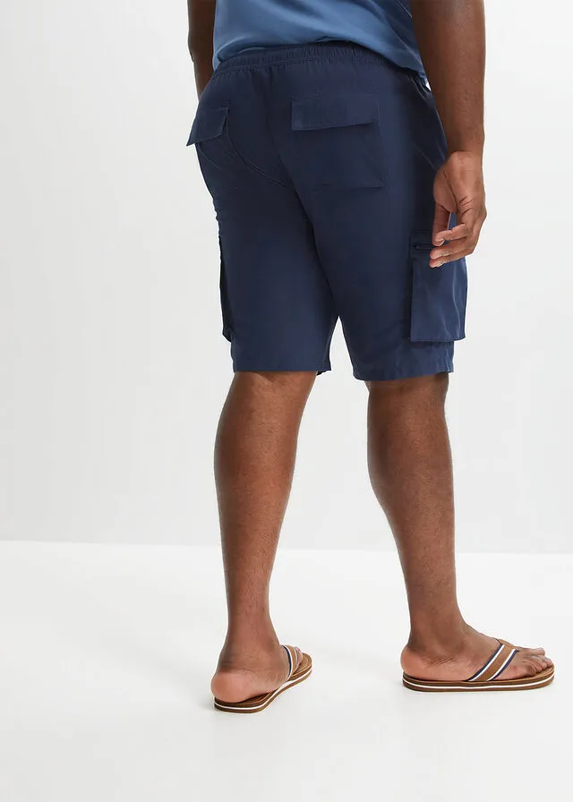 Bermudas de microfibra con estampado cargo Azul marino