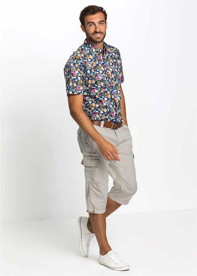 Bermudas largas cargo de corte regular Gris