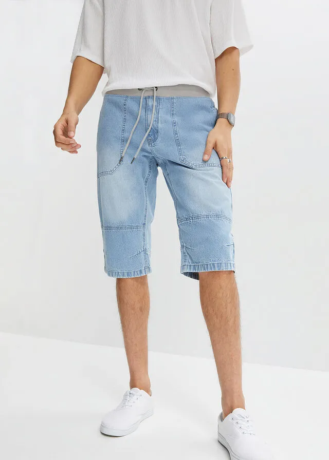 Bermudas vaqueras largas de corte holgado Denim claro