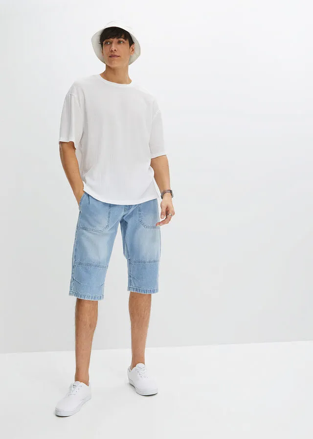Bermudas vaqueras largas de corte holgado Denim claro