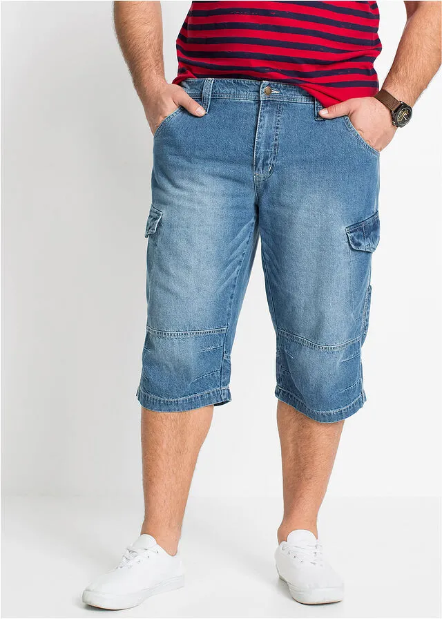 Bermudas vaqueras largas, loose fit Denim medio