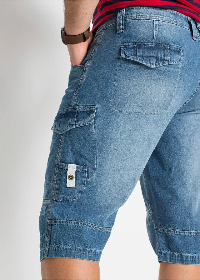 Bermudas vaqueras largas, loose fit Denim medio
