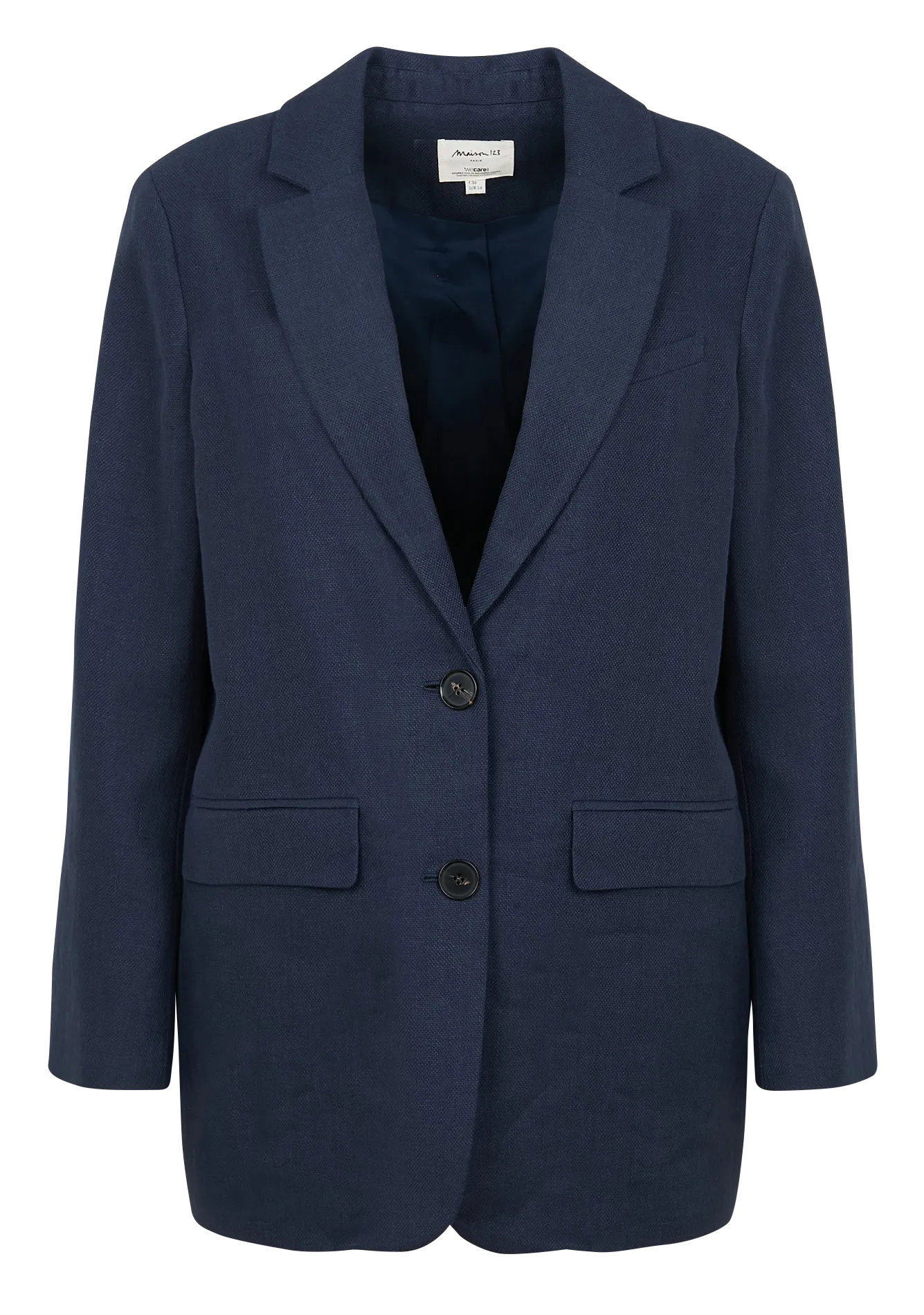 BLISS  CHAQUETA DE LINO CON CUELLO SASTRE EN AZUL