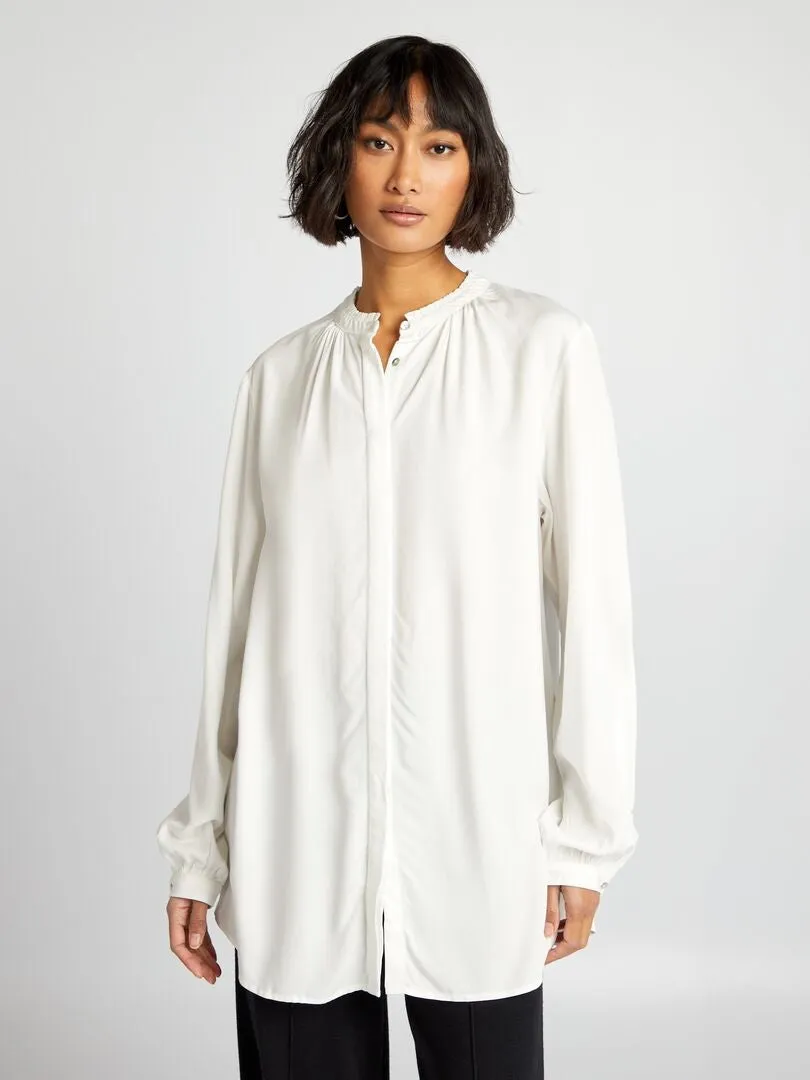 BLUSA CON CUELLO MAO  BLANCO