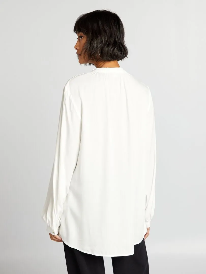 BLUSA CON CUELLO MAO  BLANCO