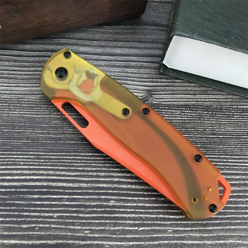 BM 15535 Cuchillo plegable Hunt Taggedout D2, hoja con punta de clip PEI/G10/mango de fibra de carbono, herramienta de supervive