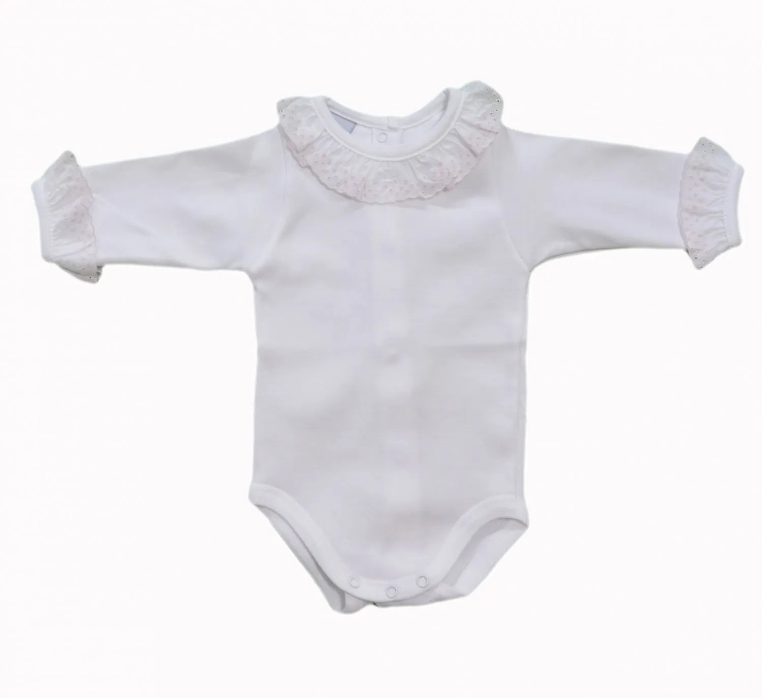 BODY EXTERIOR DE ALGODóN CON CUELLO Y PUñOS DE PUNTILLA, VARIOS COLORES. OINV