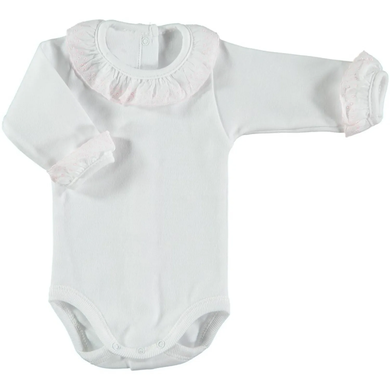 BODY EXTERIOR DE ALGODóN CON CUELLO Y PUñOS DE PUNTILLA, VARIOS COLORES. OINV