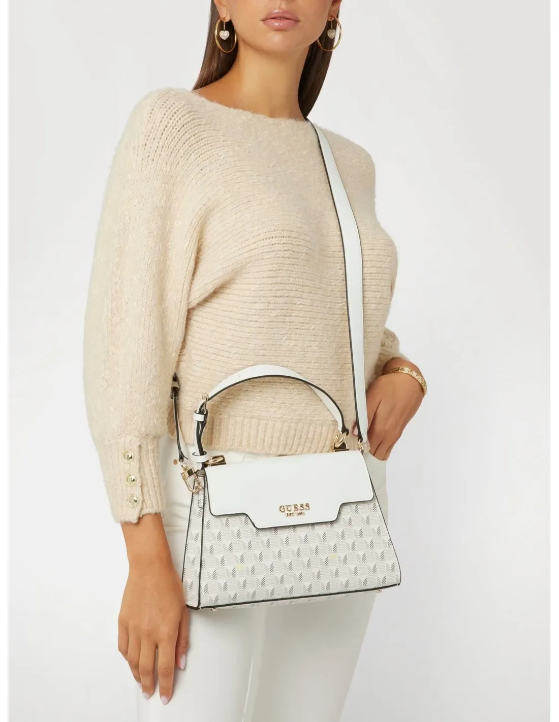 Bolso de mano Hallie estampado geométrico de Guess