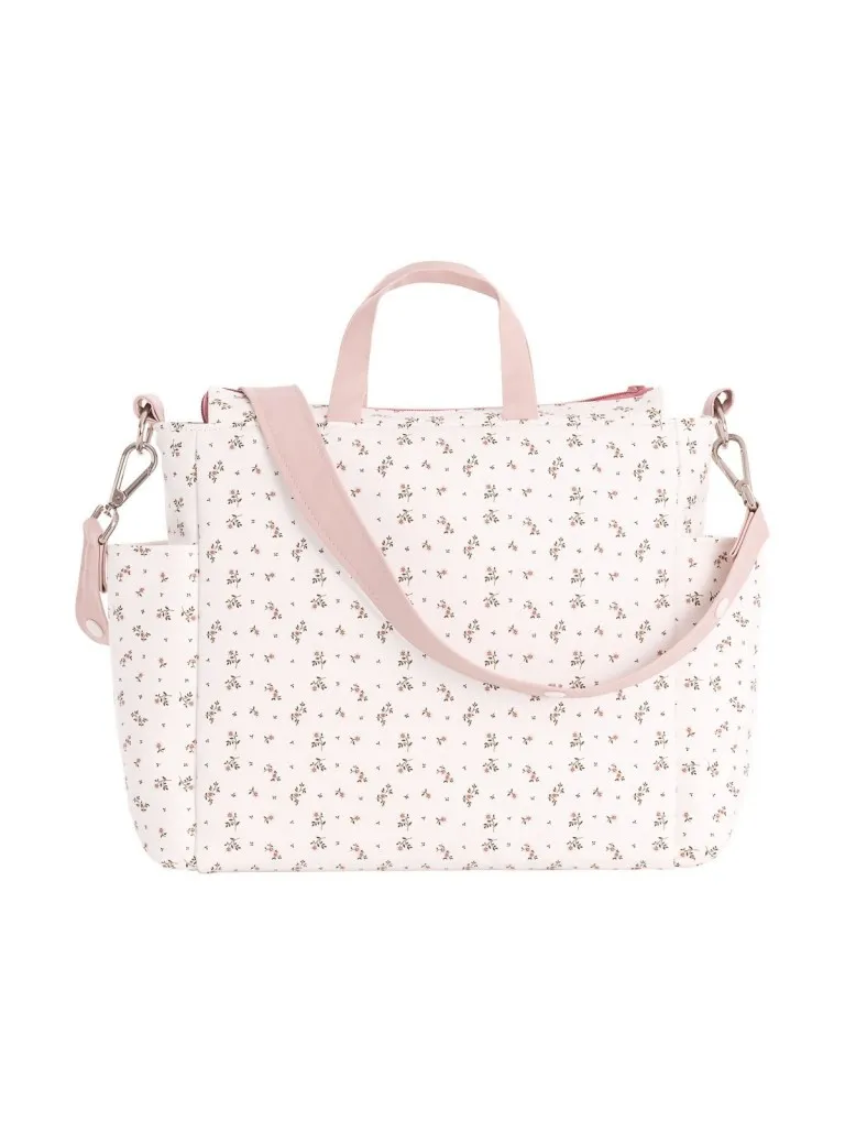 BOLSO MATERNAL PACK AURA BEIGE/FLORES 16x43x37 CM