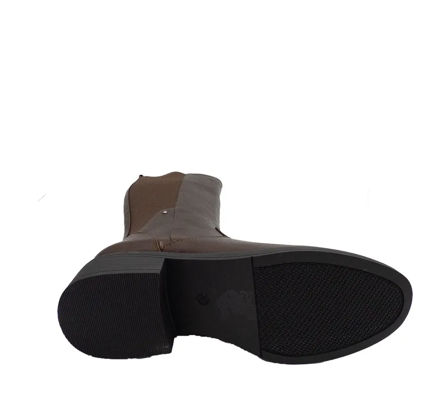 BOTA ALTA AMARPIES AZS25573 CREMALLERA Y ELÁSTICO LATERAL POLIPIEL CHOCOLATE CÓMODA PARA MUJER 28141