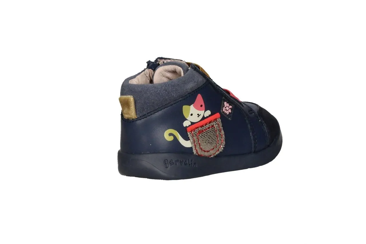 Bota Azul Cremallera Tres Elasticos Colores Lado Gatita