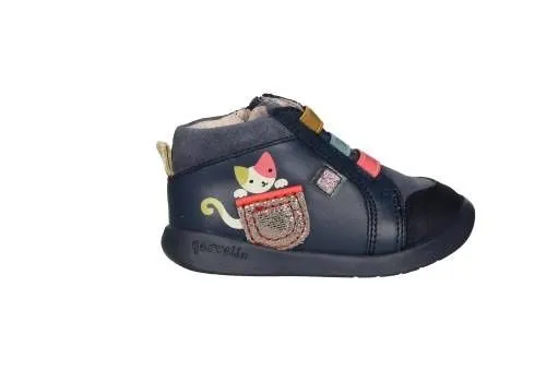 Bota Azul Cremallera Tres Elasticos Colores Lado Gatita
