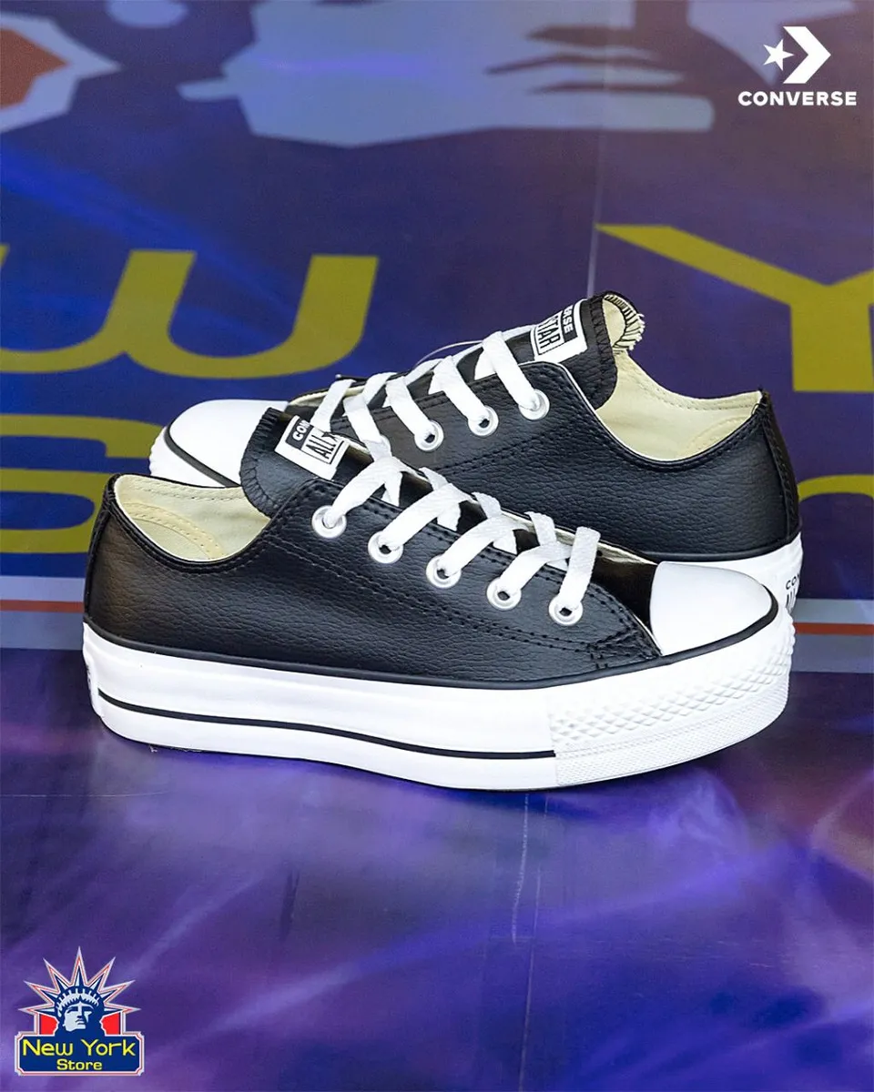CALZADO CONVERSE PLATAFORMA ALTA OX CUERO NEGRO FEM N56 Cod:CT09830002