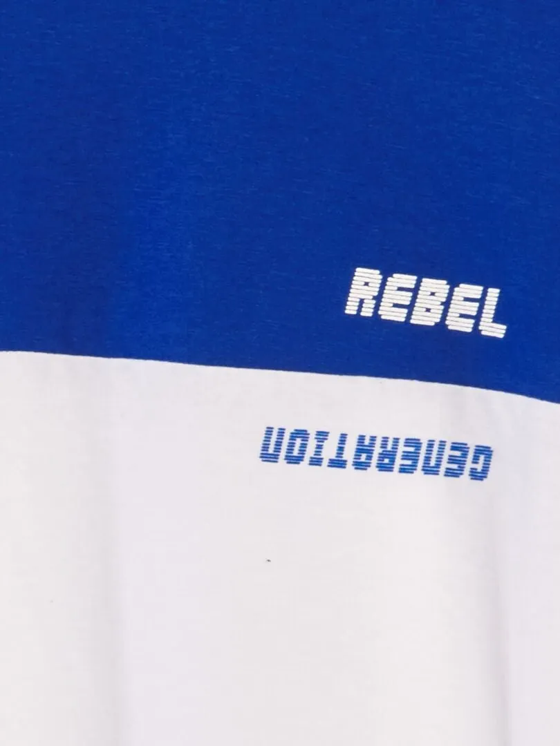 CAMISETA BICOLOR CON CUELLO REDONDO  BLANCO