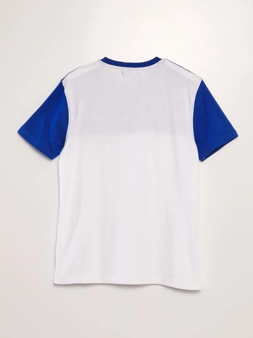 CAMISETA BICOLOR CON CUELLO REDONDO  BLANCO