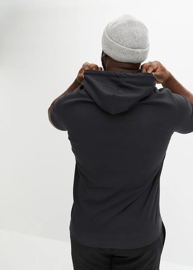 Camiseta con capucha de calidad densa Negro estampado