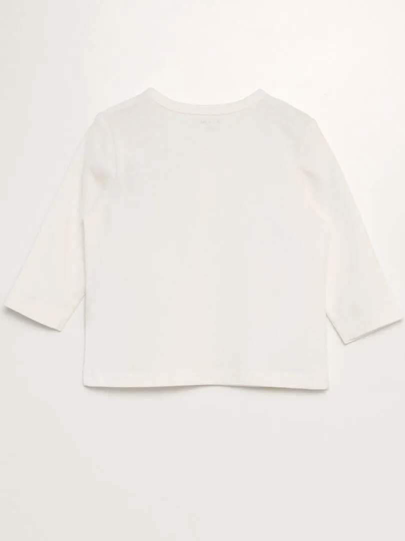 CAMISETA DE MANGA LARGA CON CUELLO PANADERO  BLANCO