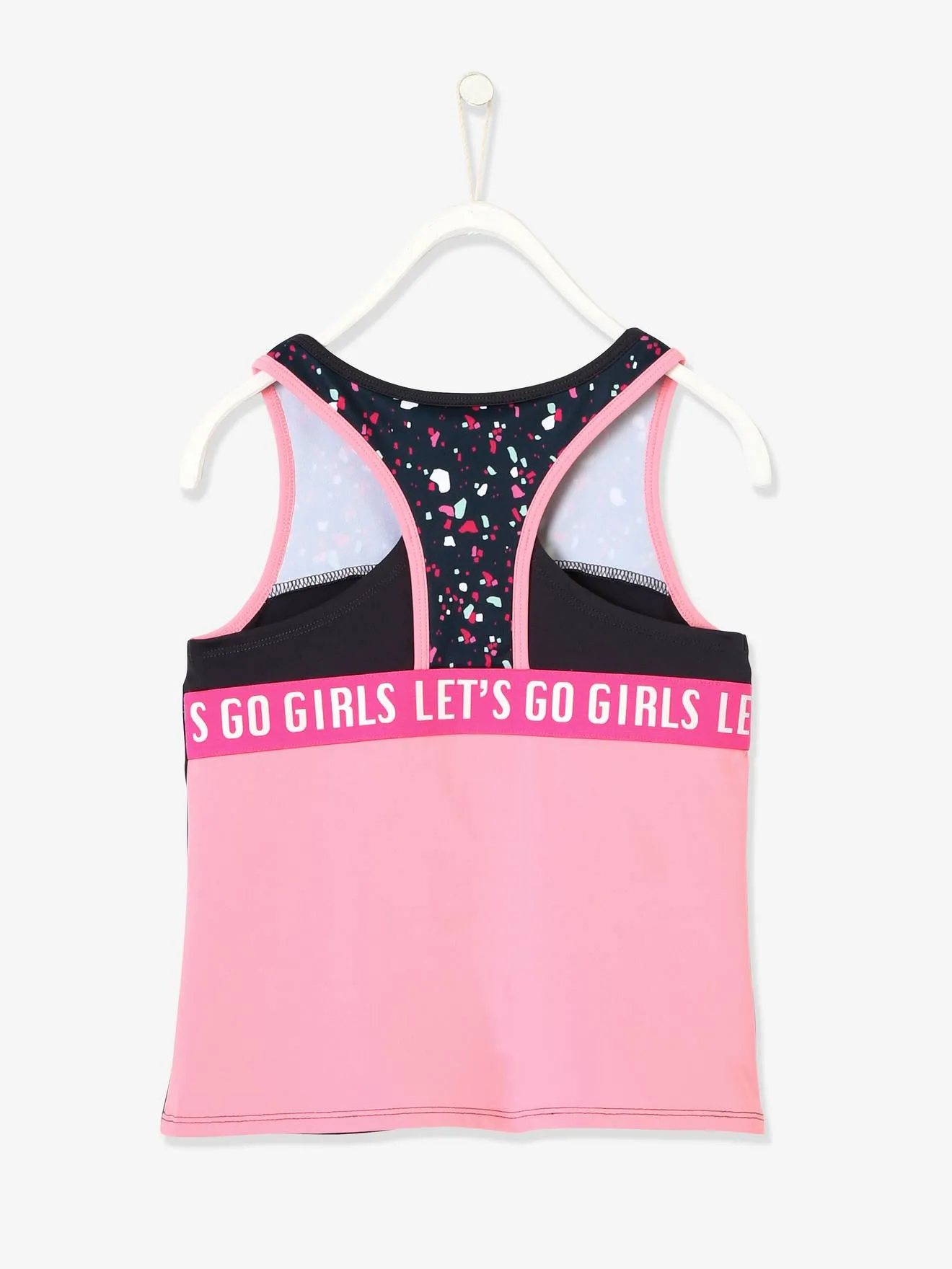 Camiseta deportiva de tirantes efecto top para niña