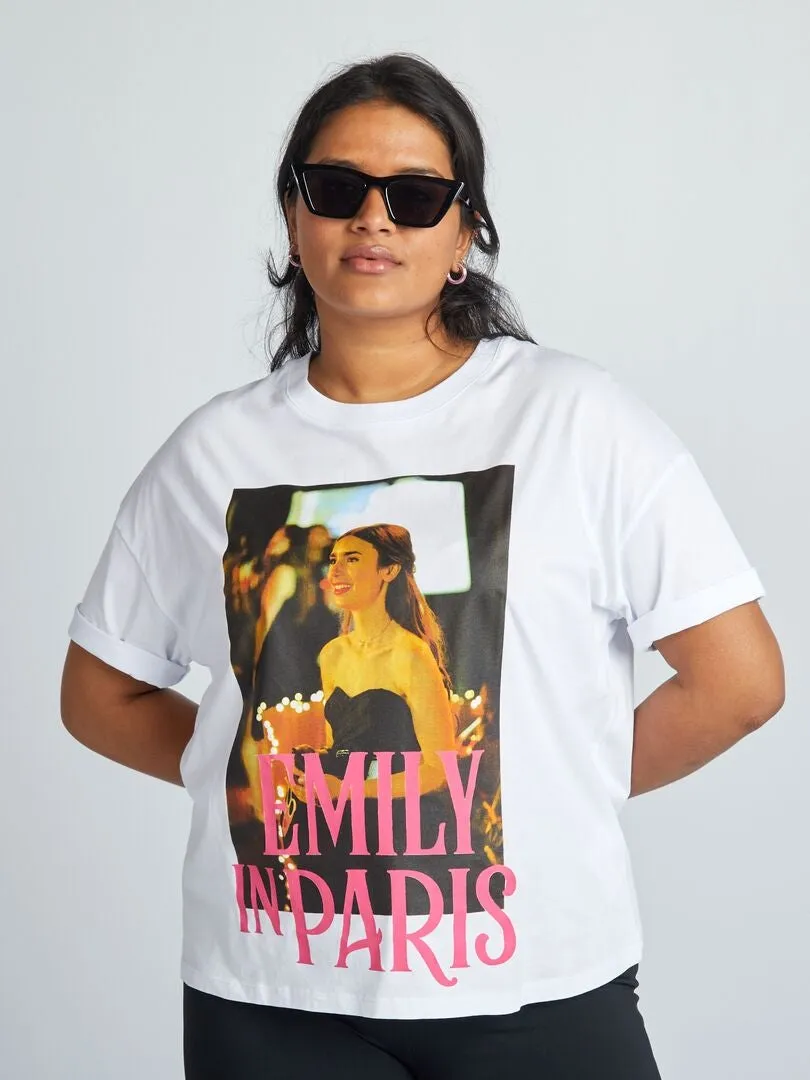 CAMISETA 'EMILY EN PARíS' CON CUELLO REDONDO  BLANCO