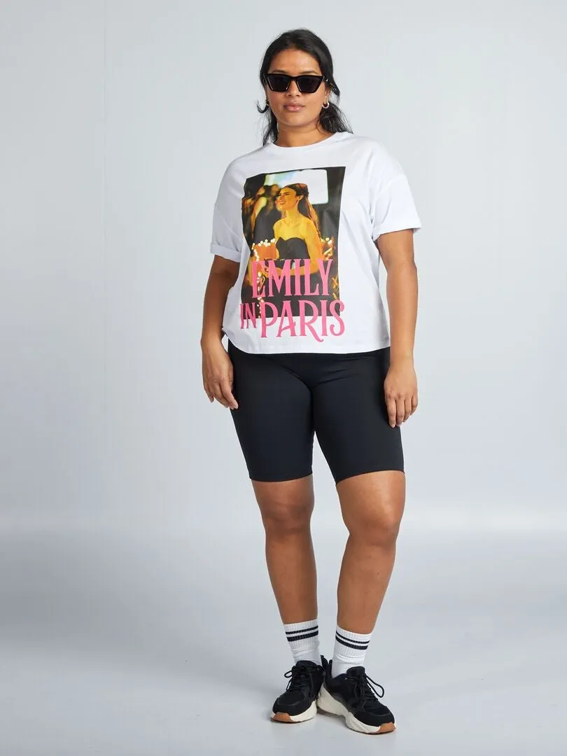 CAMISETA 'EMILY EN PARíS' CON CUELLO REDONDO  BLANCO