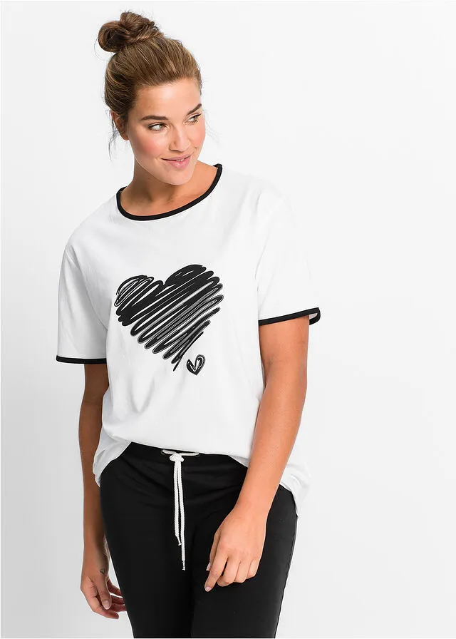 CAMISETAS LARGAS DEPORTIVAS DE MANGA CORTA (2 UNIDADES) BLANCONEGRO ESTAMPADO