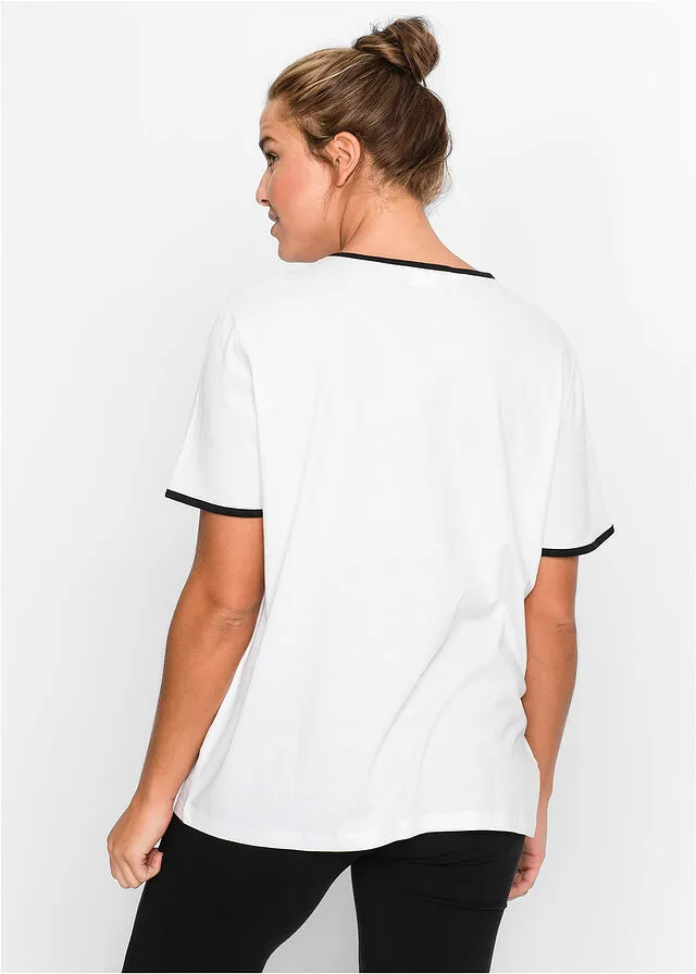 CAMISETAS LARGAS DEPORTIVAS DE MANGA CORTA (2 UNIDADES) BLANCONEGRO ESTAMPADO