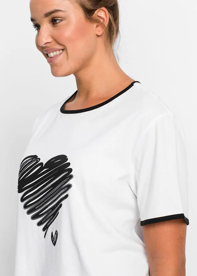 CAMISETAS LARGAS DEPORTIVAS DE MANGA CORTA (2 UNIDADES) BLANCONEGRO ESTAMPADO