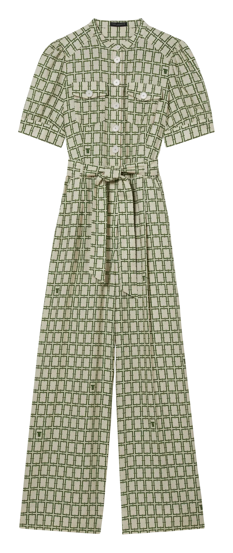 CARINA  MONO DE LINO Y ALGODóN ESTAMPADO CON CUELLO CLáSICO EN BLANCO