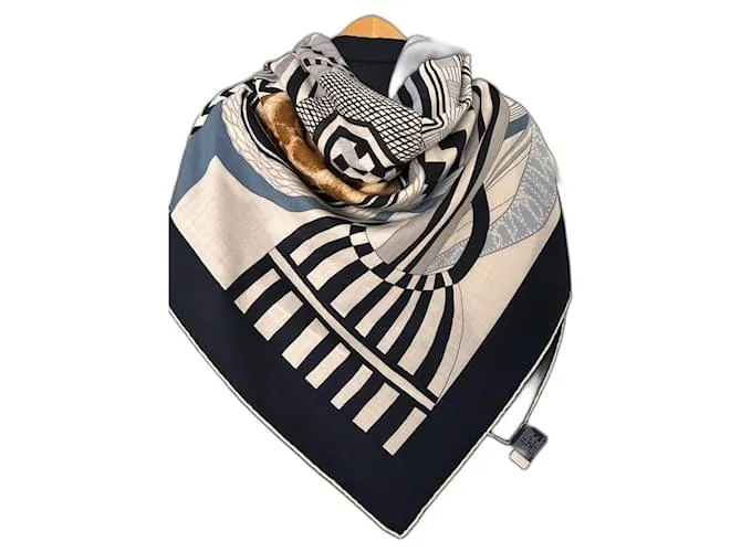 chal 140 La silla de montar imaginaria de Hermès Blanco roto Azul marino Camello 