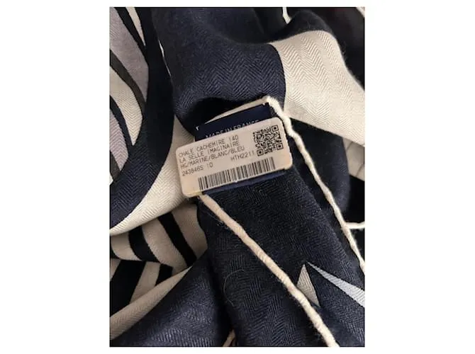 chal 140 La silla de montar imaginaria de Hermès Blanco roto Azul marino Camello 