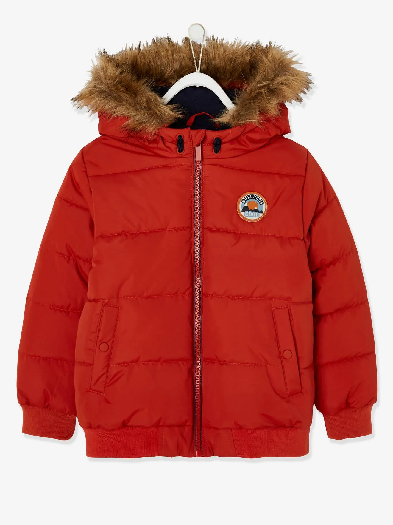 Chaqueta acolchada con capucha y forro de punto polar