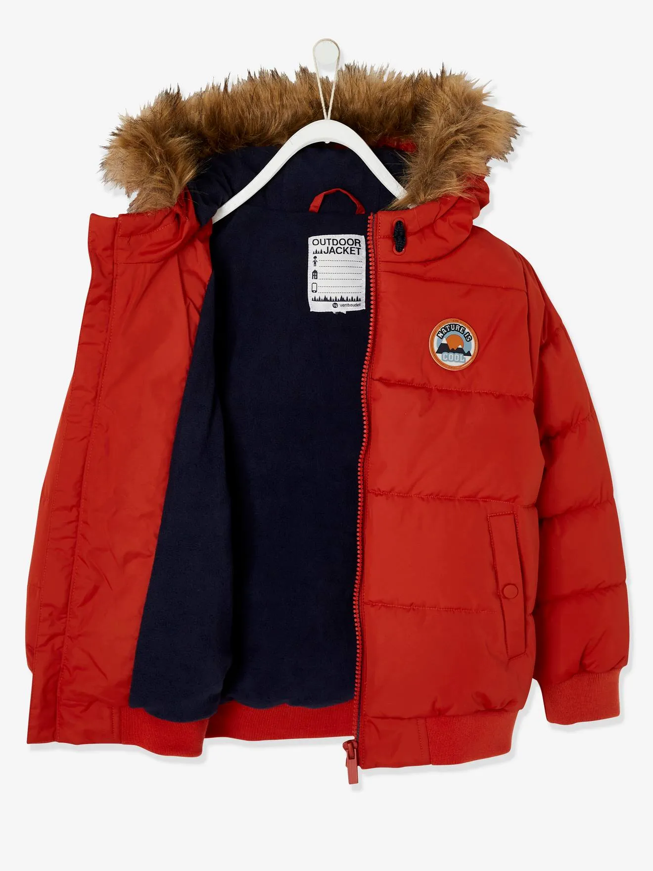 Chaqueta acolchada con capucha y forro de punto polar