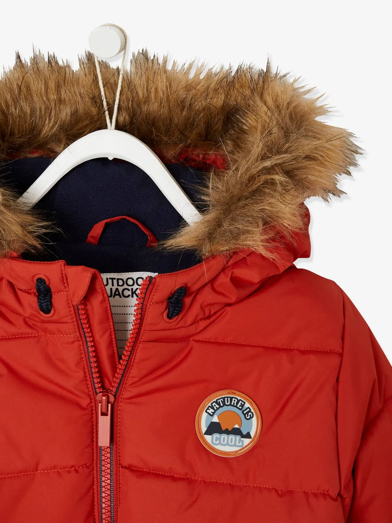 Chaqueta acolchada con capucha y forro de punto polar