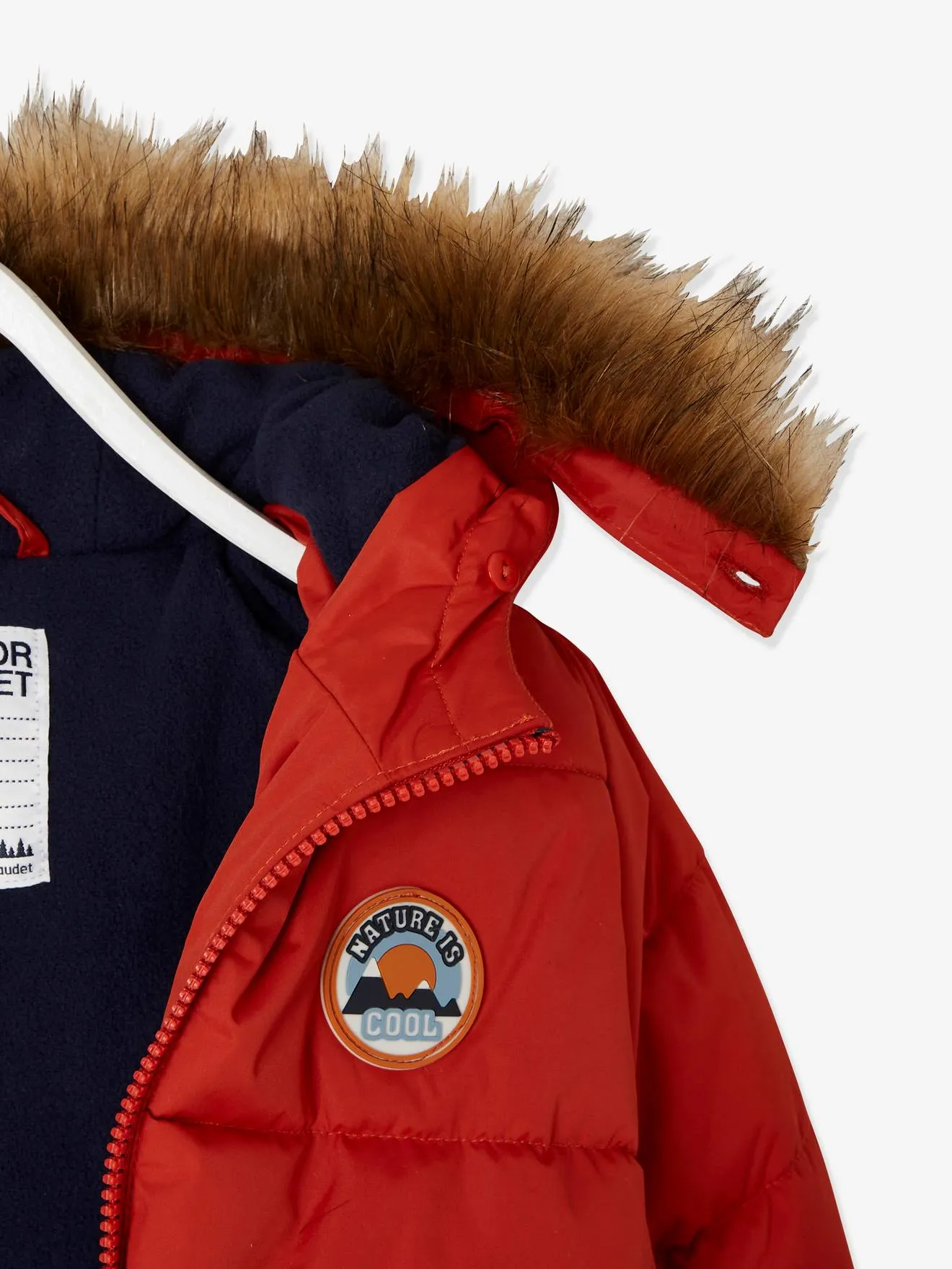 Chaqueta acolchada con capucha y forro de punto polar