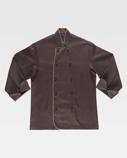 Chaqueta cocina unisex con botones de seguridad Marrón